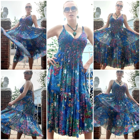 BLACKMILK NWT Klimt Collage Pink Sheer Midaxi Dress Size S - Picture 8 of 12